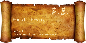 Puesli Ervin névjegykártya